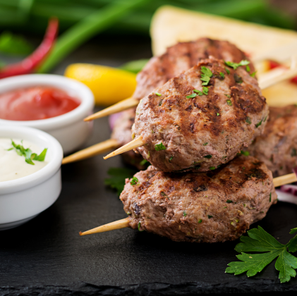 Lamb Koftas with minted yoghurt dip