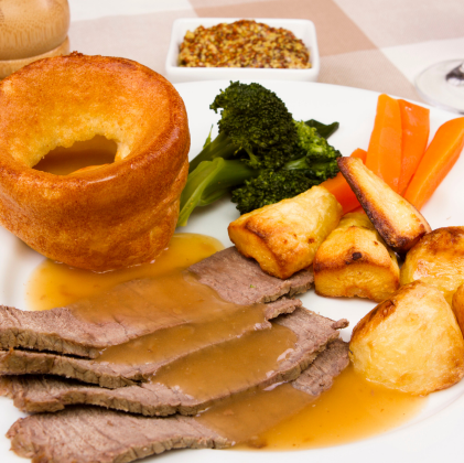 Selection of herb roasted topside of beef,