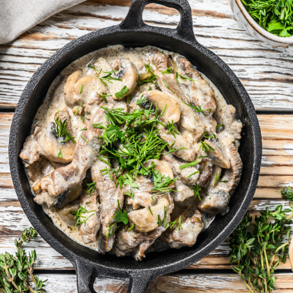 Wild mushroom Stroganoff