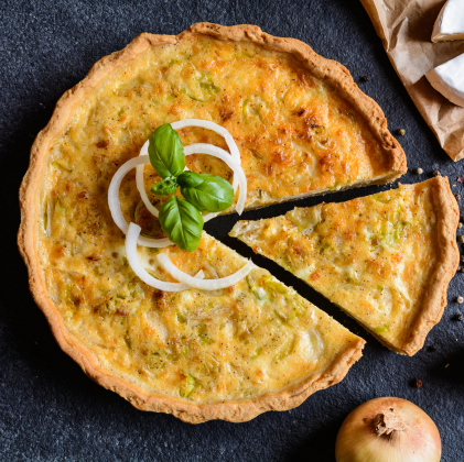 Lancashire cheese and onion quiche