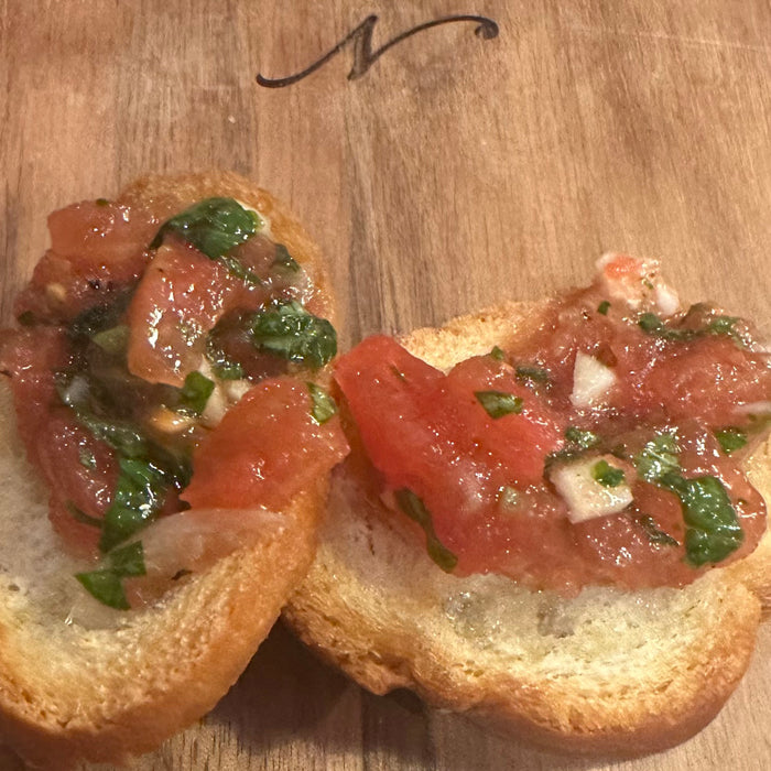 Garlic, Tomato & Basil Bruschetta