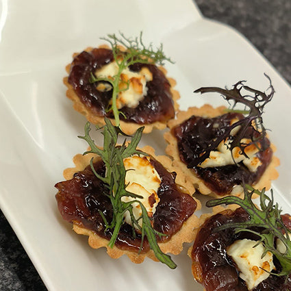 Goats cheese & red onion marmalade tartlets